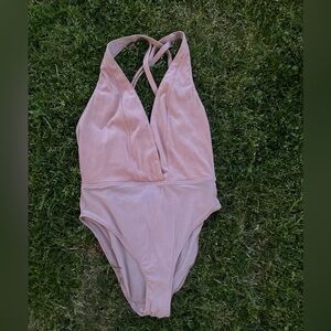 Out From Under Urban Outfitters Low Cut Blush pink Bodysuit Medium